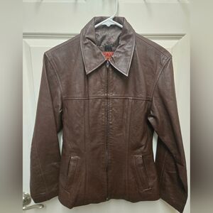 Brown Motorcycle Genuine Leather Jacket Women Size 32 Small